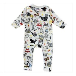 Petit Pilou Chickens Snapsuit Onesie Snap Bodysuit Coverall 3 Months